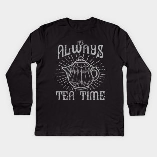 It's Always Tea Time, Vintage/Retro Design Kids Long Sleeve T-Shirt